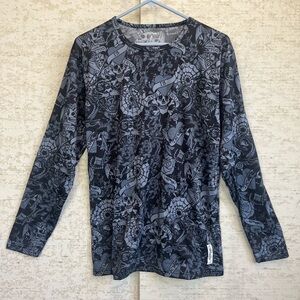 Ed Hardy Graphic Long Sleeve Top - Black Goth Grunge Skulls Love Tigers Sz Large